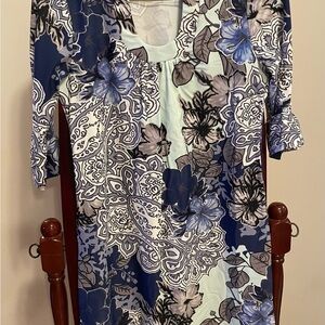 Aryeh Blue Ruffled 3/4 Sleeve Dress